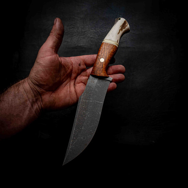 Large Hunter — Afzelia Xylay, Brass, Ivory G10 & Deer Antler