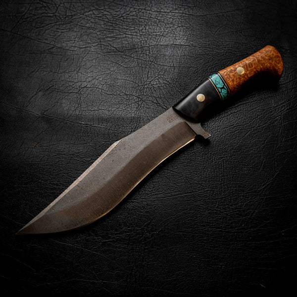 Recurve Bowie — Buffalo Horn, Turquoise TruStone, Brass & Afzelia Xylay
