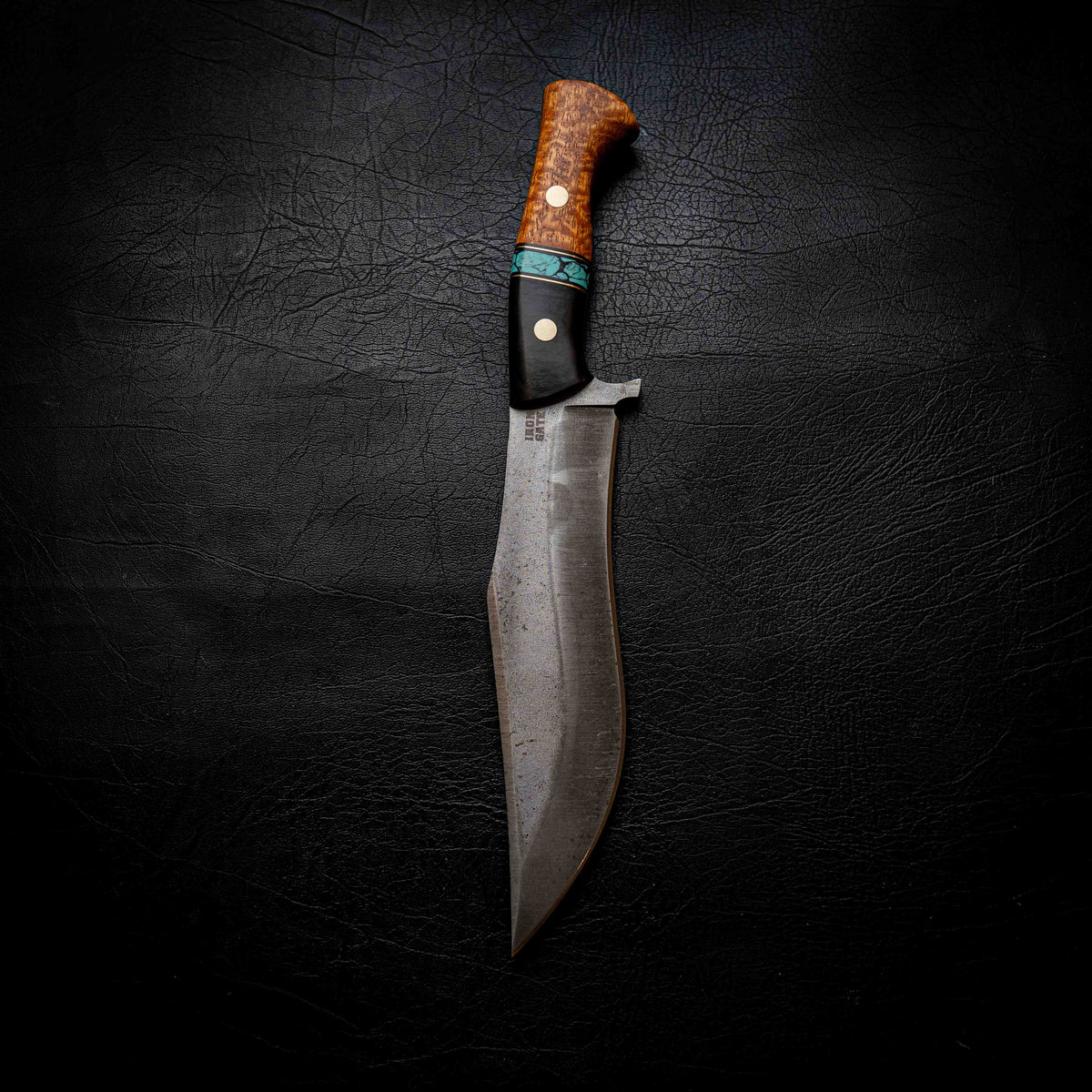 Recurve Bowie — Buffalo Horn, Turquoise TruStone, Brass & Afzelia Xylay