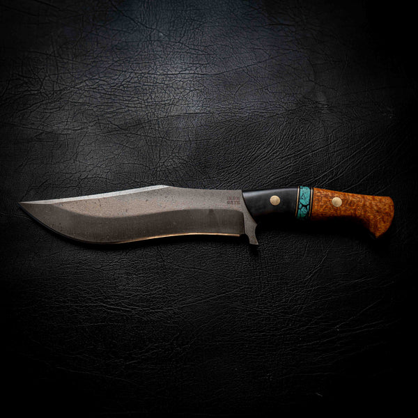 Recurve Bowie — Buffalo Horn, Turquoise TruStone, Brass & Afzelia Xylay