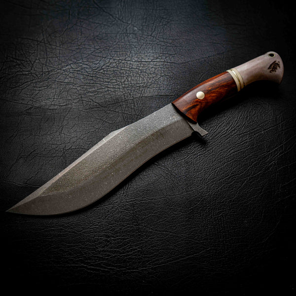 Recurve Bowie — Arizona Ironwood, Brass, Ivory G10 & Deer Antler