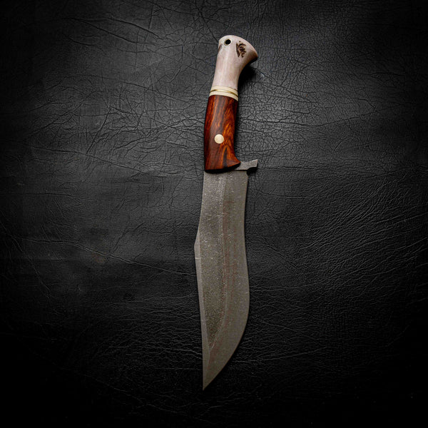 Recurve Bowie — Arizona Ironwood, Brass, Ivory G10 & Deer Antler
