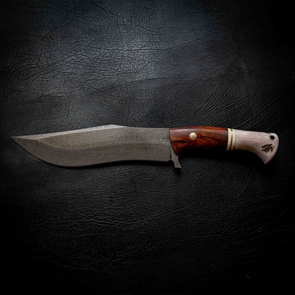 Recurve Bowie — Arizona Ironwood, Brass, Ivory G10 & Deer Antler