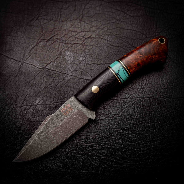 Wedgetail — Black G10, Turquoise TruStone & Amboyna Burl
