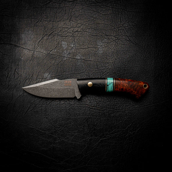 Wedgetail — Black G10, Turquoise TruStone & Amboyna Burl