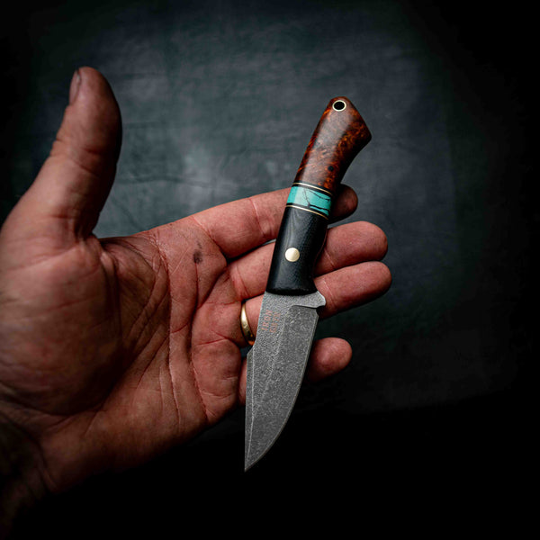 Wedgetail — Black G10, Turquoise TruStone & Amboyna Burl