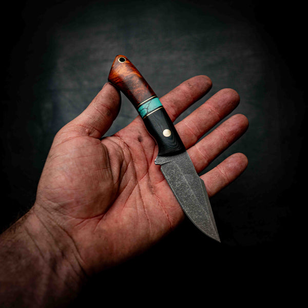 Wedgetail — Black G10, Turquoise TruStone & Amboyna Burl