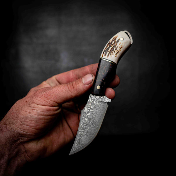 Mini Skinner — Dark Stabilised Birch, Brass & Deer Antler
