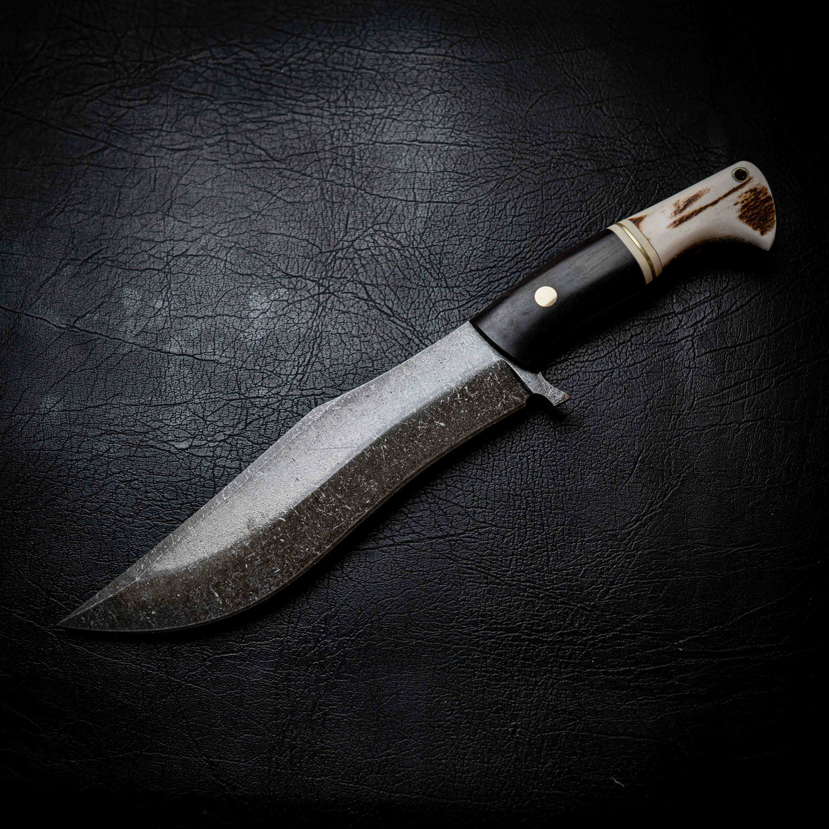 Recurve Bowie — African Blackwood, Ivory G10, Brass & Deer Antler