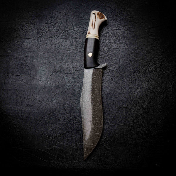 Recurve Bowie — African Blackwood, Ivory G10, Brass & Deer Antler