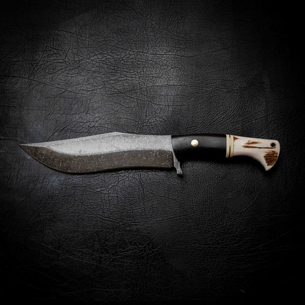 Recurve Bowie — African Blackwood, Ivory G10, Brass & Deer Antler