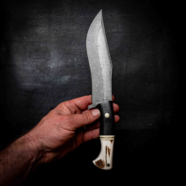 Recurve Bowie — African Blackwood, Ivory G10, Brass & Deer Antler
