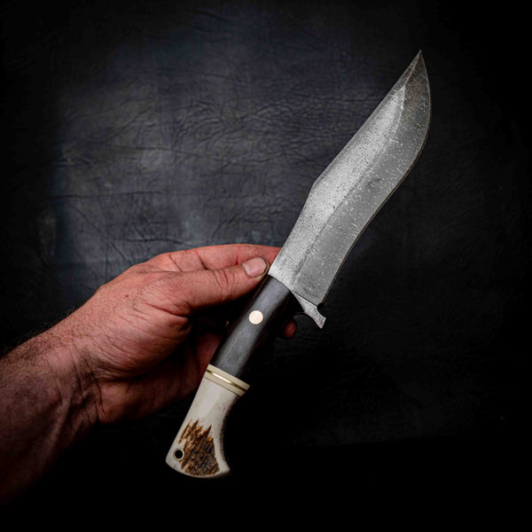 Recurve Bowie — African Blackwood, Ivory G10, Brass & Deer Antler