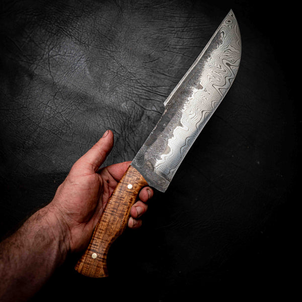 Giant Custom Hunter — Damascus & Master Grade Tasmanian Blackwood