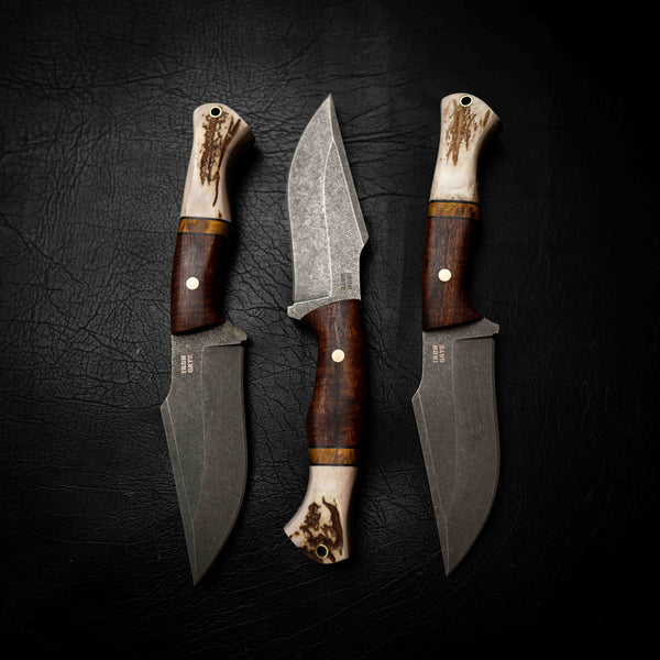 Wide Hunter — Ringed Gidgee, Yellow Dyed Birch & Deer Antler