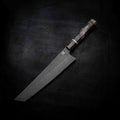 Tanto Slicer — Stonewashed N690, Dark Maple Burl & Ivory G10 Wa Handle