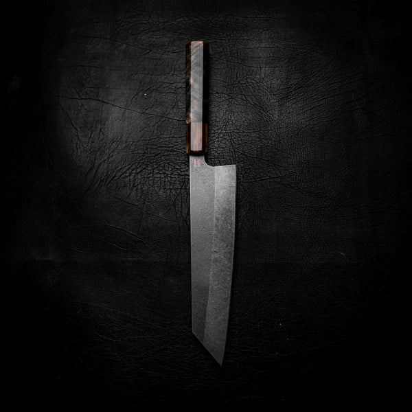Kiritsuke — Stonewashed N690, Buffalo Horn & Maple Burl Wa Handle