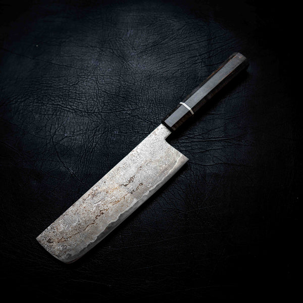 Nakiri — M390 Stainless Damascus, Black Maple & Ivory G10 Wa Handle