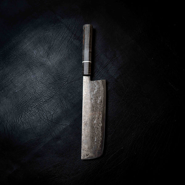 Nakiri — M390 Stainless Damascus, Black Maple & Ivory G10 Wa Handle