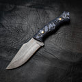 Wide Hunter — Blue & Black Layered G10, Rock Face