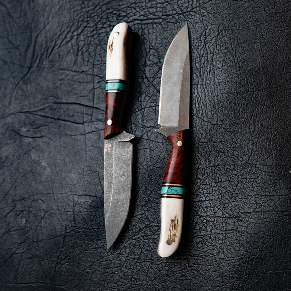The Ringer — Red Mallee Burl, Aqua TruStone & Deer Antler
