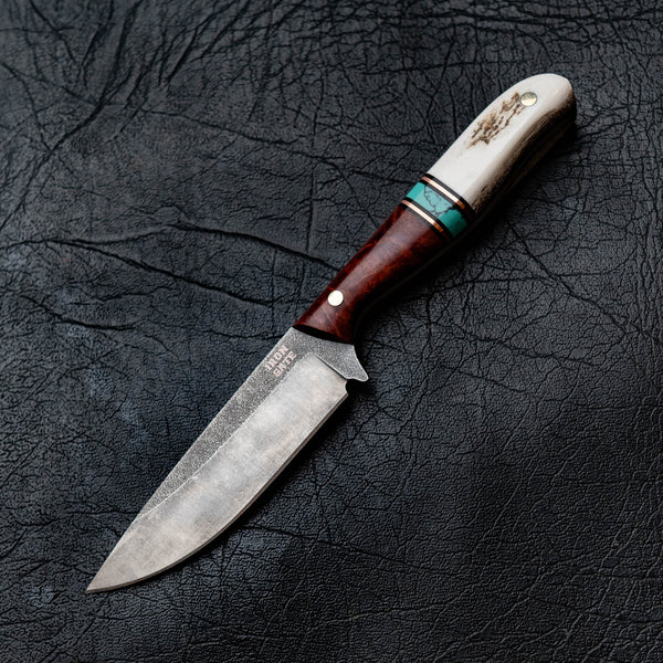 The Ringer — Red Mallee Burl, Aqua TruStone & Deer Antler