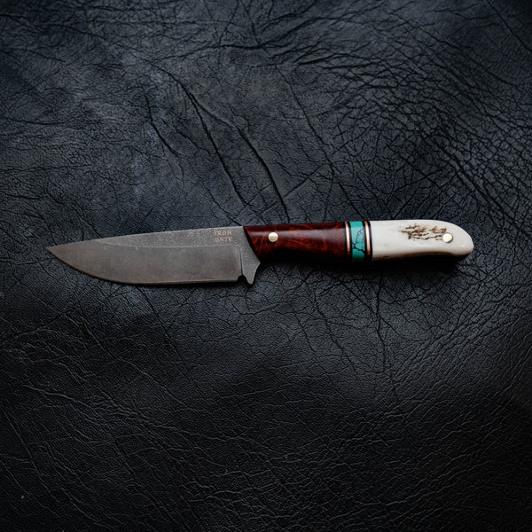The Ringer — Red Mallee Burl, Aqua TruStone & Deer Antler