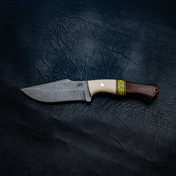 Wide Hunter — White G10, Yellow TruStone & Gidgee