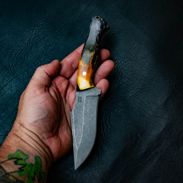 Wide Hunter — Orange & Black Dyed Giraffe Bone