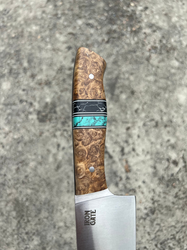 Santoku with Golden Amboyna Burl Handle