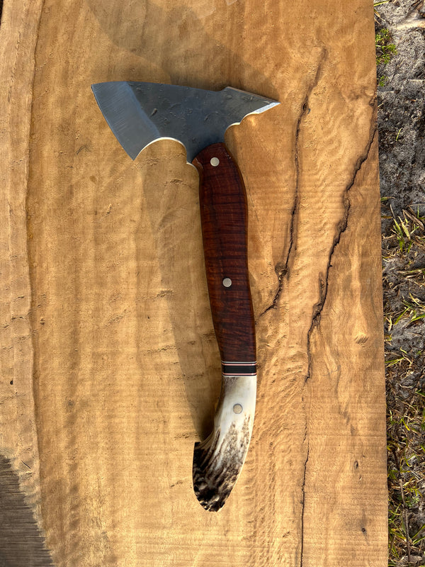 Carbon Steel Tomahawk - Western Myall and Antler Handle
