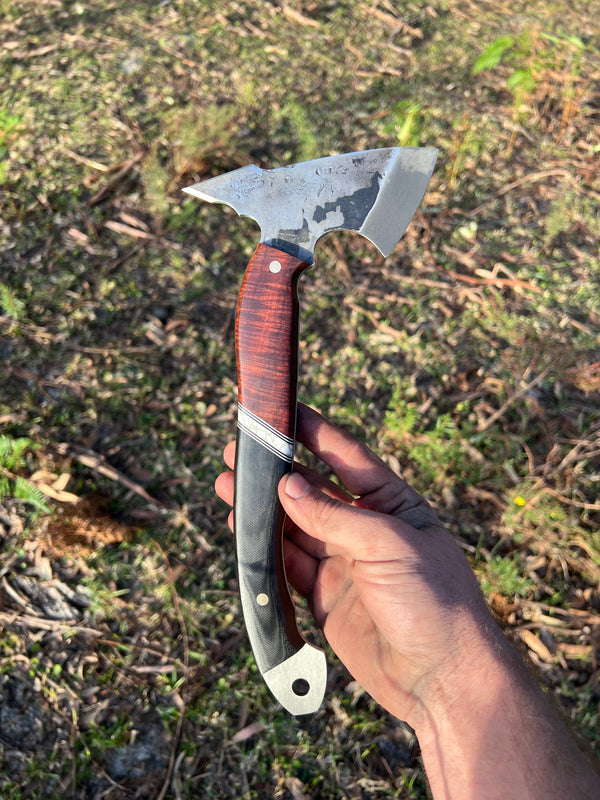 Carbon Steel Tomahawk - Ringed Gidgee and G10