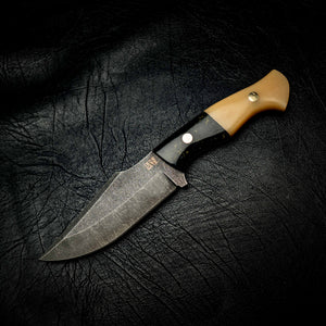 Hunter — Black & Gold Restone with Vintage Ivory G10 — Iron Gate Knives | Handmade in Australia