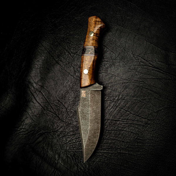 Hunter — Stabilised Acacia, TruStone & Copper Spacers — Detail view | Iron Gate Knives