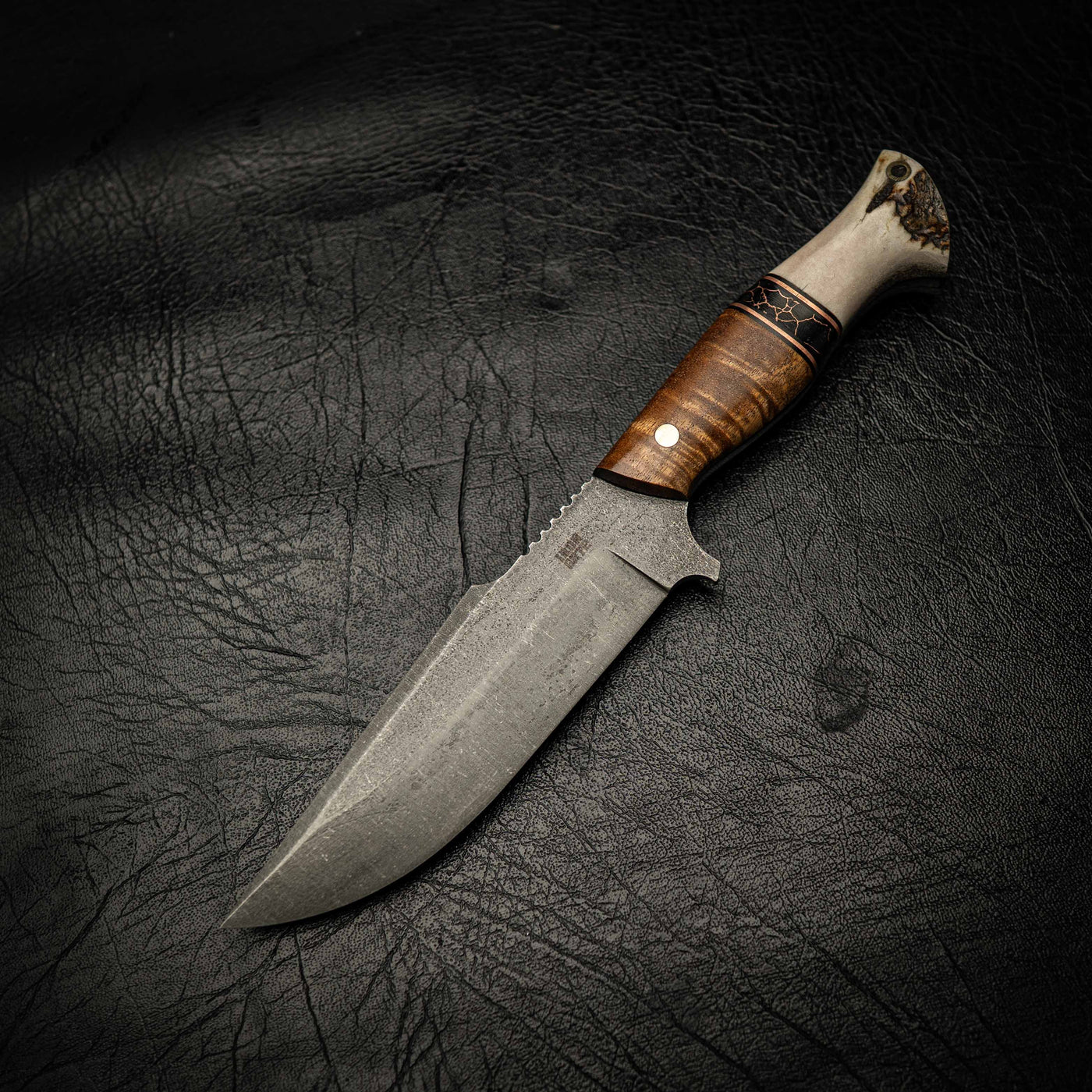 Pre-Order — Stonewashed Hunter — Tassie Blackwood, TruStone & Antler — Iron Gate Knives | Handmade in Australia