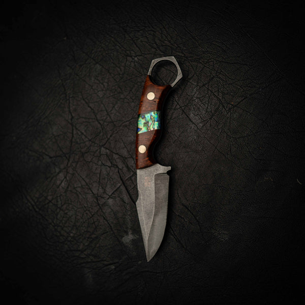 Mini Hunter — N690 & Red Amboyna Burl (Abalone Inlay)