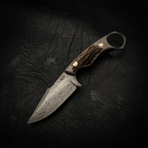 Mini Hunter — Damascus & Deer Antler — Iron Gate Knives | Handmade in Australia