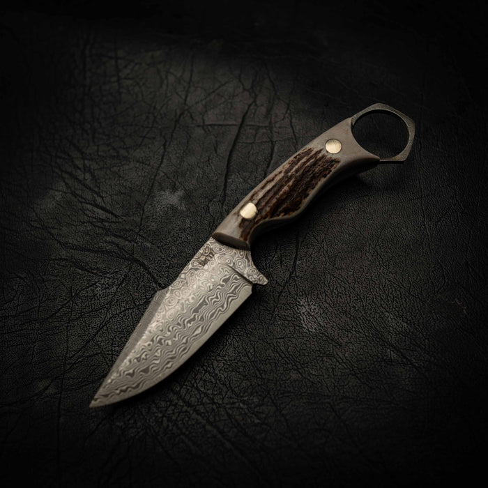 Mini Hunter — Damascus & Deer Antler — Iron Gate Knives | Handmade in Australia