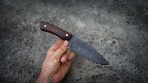 Bushcraft Knife – Dark Stonewash with Solid Ironwood Handle