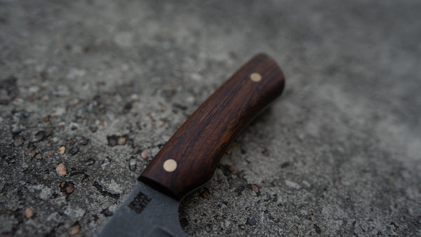 Bushcraft Knife – Dark Stonewash with Solid Ironwood Handle