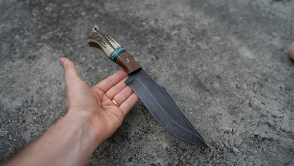 XL Hunting Knife – Antler, Trustone & Gidgee Handle