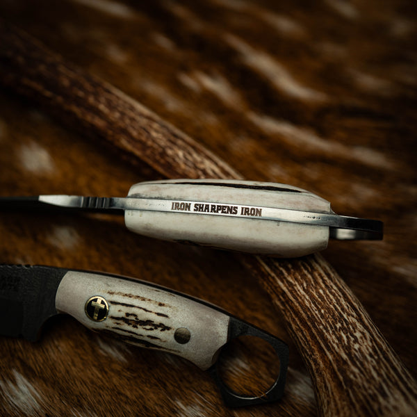 Mini Hunter – Iron Sharpens Iron Edition — In-hand view | Iron Gate Knives