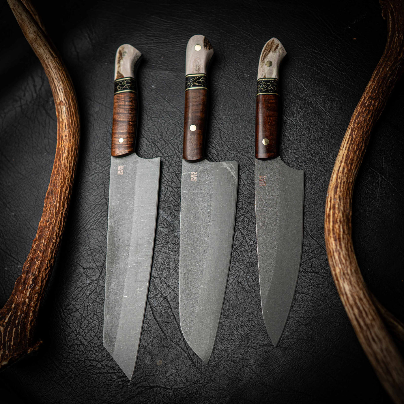 Kitchen Set 3-Piece – Stonewashed N690 | Tasmanian Blackwood, TruStone & Fallow Deer Antler