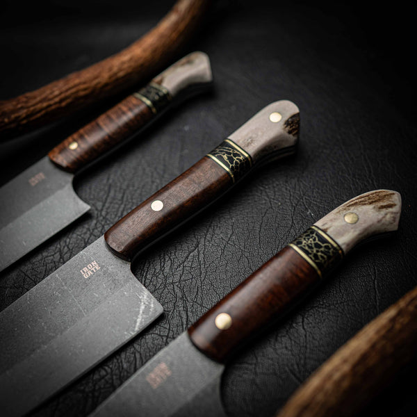 Pre-Order — Kitchen Set 3-Piece – Stonewashed N690 | Tasmanian Blackwood, TruStone & Fallow Deer Antler