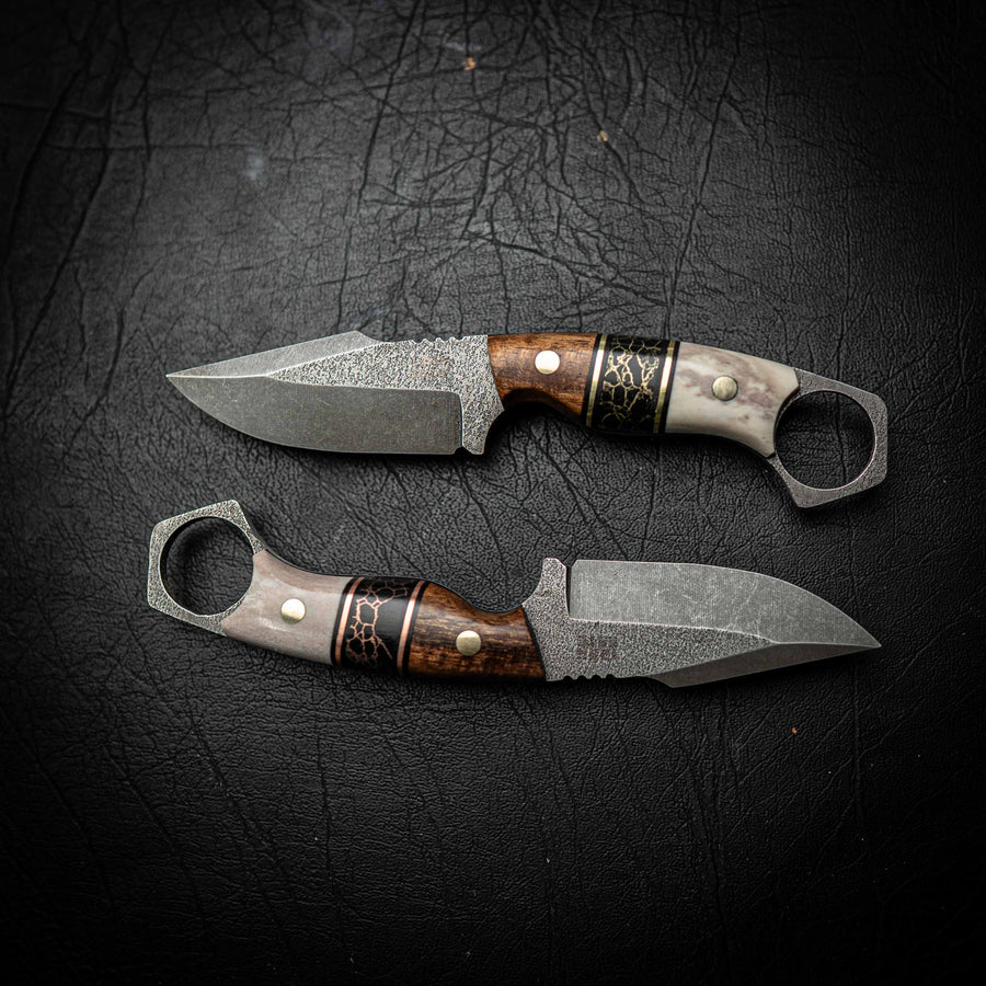 Mini Hunter – Stonewashed N690 | Tassie Blackwood, TruStone & Deer Antler