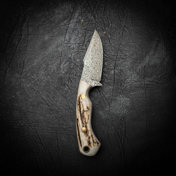 Damascus Mini Hunter – Stainless Damascus | Full Fallow Deer Antler Handle