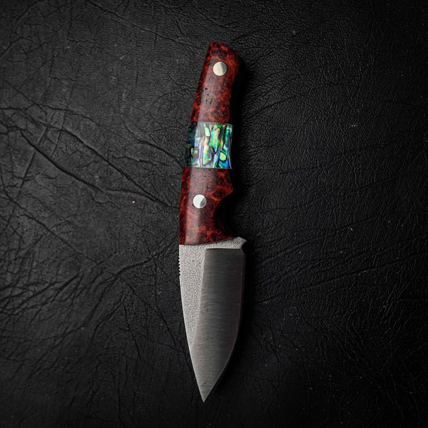 Skinner – N690 Steel, Satin Finish, Red Amboyna Burl with Abalone Inlay (170mm)