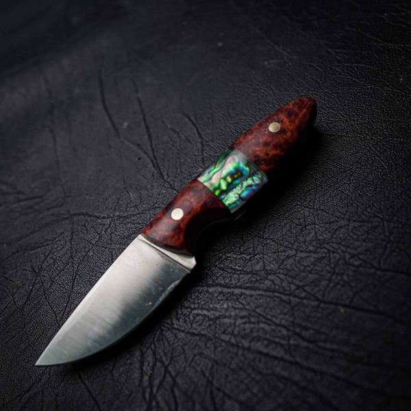 Mini Utility – Elmax Steel, Amboyna Burl with Abalone Inlay (140mm)