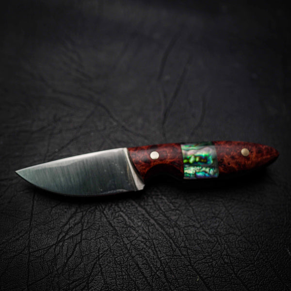 Mini Utility – Elmax Steel, Amboyna Burl with Abalone Inlay (140mm)
