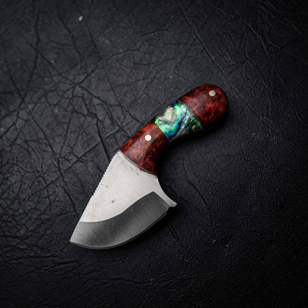 Drop Bear – 440C Stainless Steel, Red Amboyna Burl with Abalone Inlay